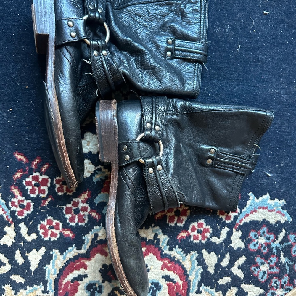 Black Vintage Frye Moto boots
